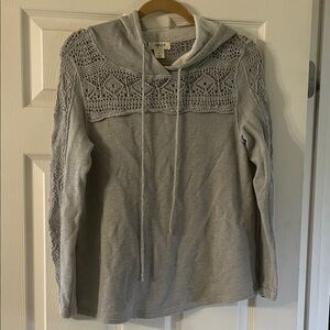 Style & Co. Light Gray Crochet Detail Hoodie